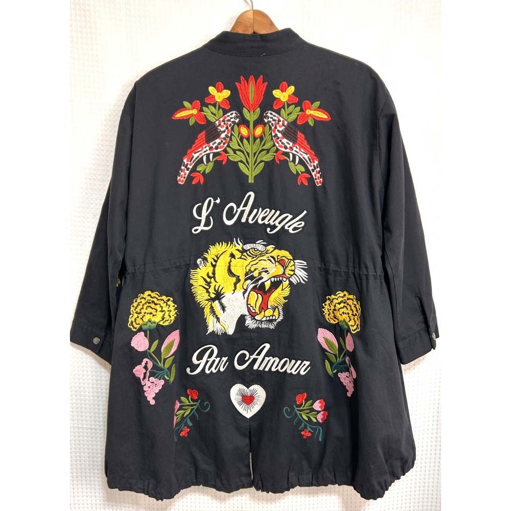 Embroidered Size  L Tiger Coat Field Jacket L'Aveugle Par Amour Floral Birds‎ k